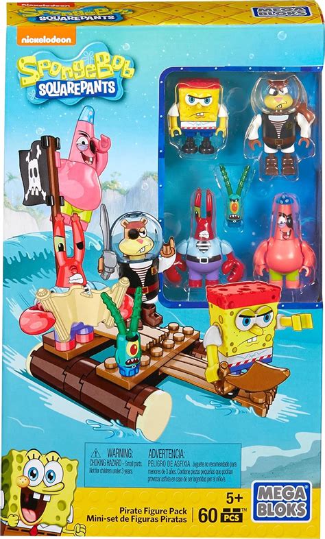 Mattel Mega Bloks CNH56 – SpongeBob Squarepants Pirate Character Pack Building and Construction ...