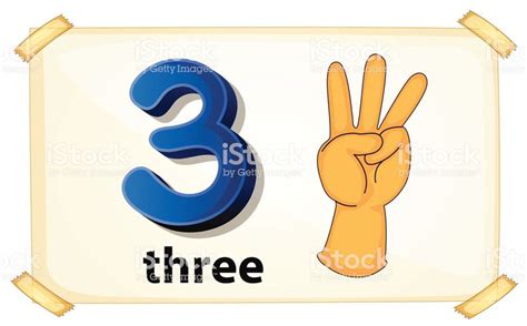 Illustration of a flashcard number three | Flashcard, Nummers, Illustratie