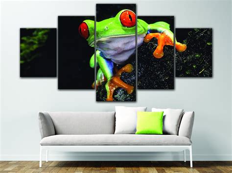 Cute Frog Canvas Art 5 Panels Frog Wall Art Red Eyed Frog | Etsy