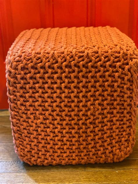 Square Ottoman Knitted Ottoman Hand Knit Pouf Crochet Pouf | Etsy