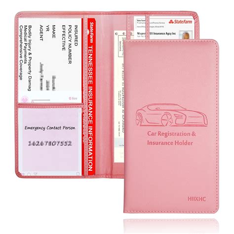Car Registration and Insurance Card Holder - Leather Vehicle Glove Box Automobile Documents ...