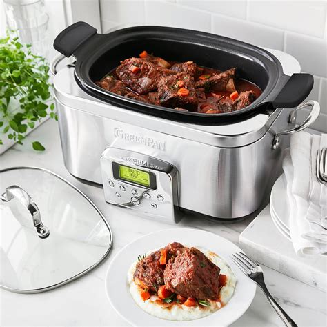 Ceramic Nonstick 6-Quart Slow Cooker | Stainless Steel | © GreenPan Official Store