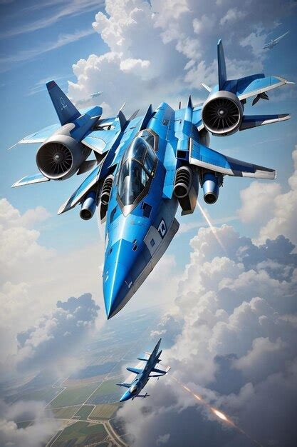 Premium AI Image | Blue war plane in the blue sky