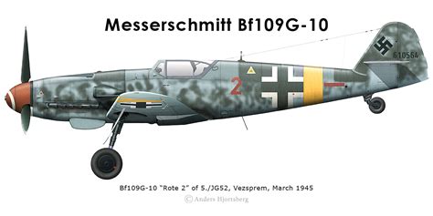 Asisbiz Messerschmitt Bf 109G10 Erla 5.JG52 Red 2 Vezsprem Hungary Mar ...