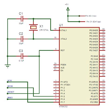 AT89S52 Microcontroller Circuit Diagram | Microcontrollers, Electronic ...