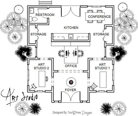 Art Studio Floor Plan -adapted to a studio pool house would be better ...