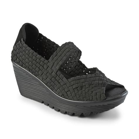 Skechers Women's Parallel Woven Wedge Shoe - Black