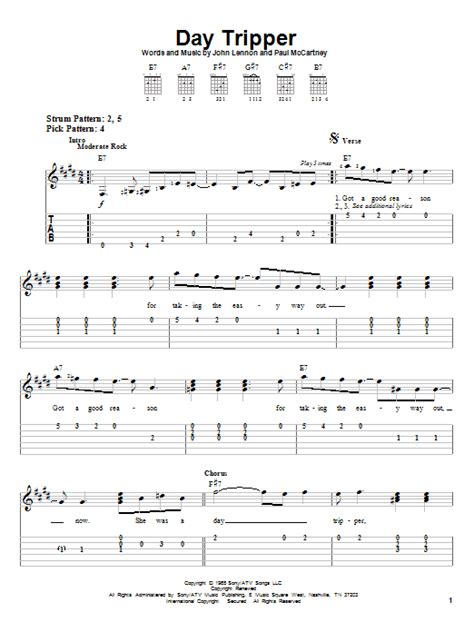 Day Tripper by The Beatles - Easy Guitar Tab - Guitar Instructor