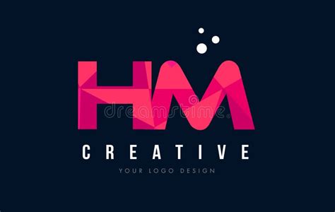 HM H M Letter Logo with Purple Low Poly Pink Triangles Concept Stock Vector - Illustration of ...