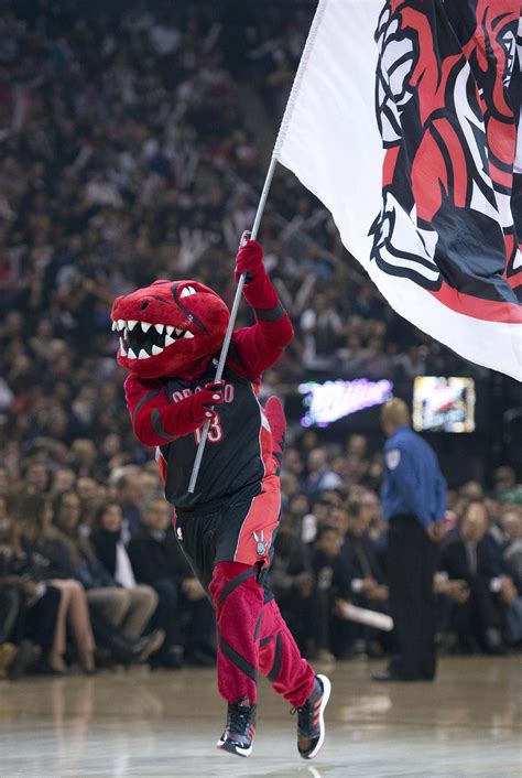 The interim Toronto Raptors mascot Stripes makes his debut during the first half of the Raptors ...