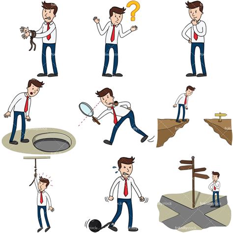 9 Vector Images Of An Entrepreneur Facing Difficult Situations - FriendlyStock