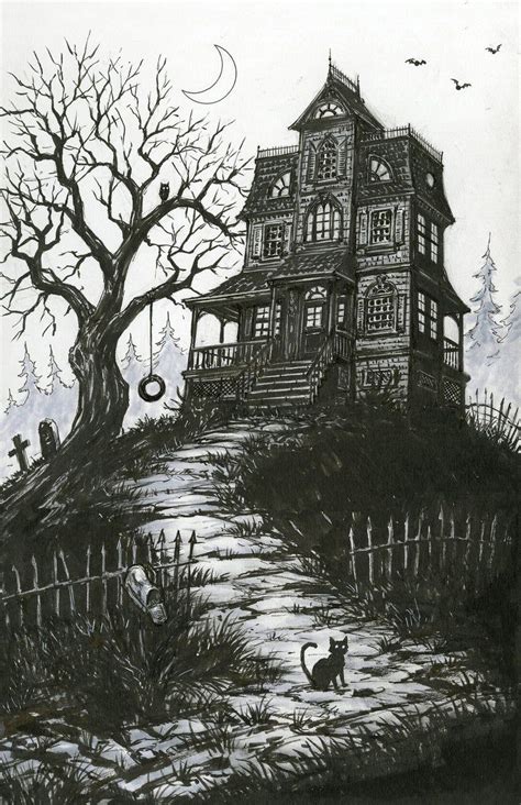 Haunted House - Etsy Canada | Haunted house drawing, Haunted house pictures, Halloween drawings