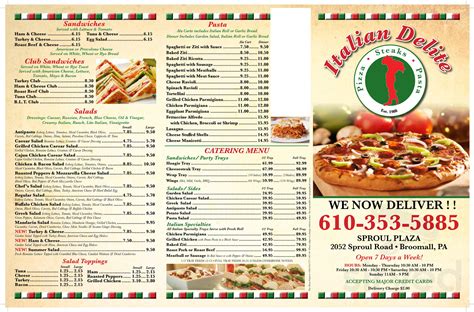 Menu for Italian Delite in Broomall, PA | Sirved