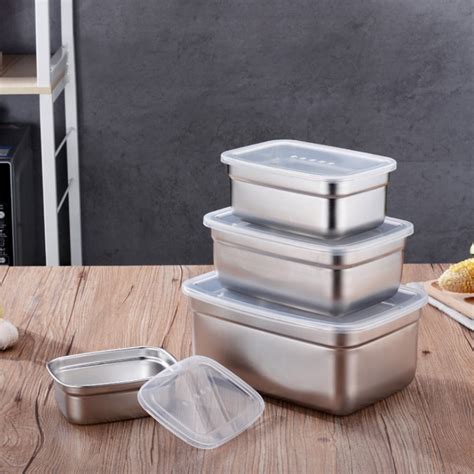 YLSHRF 4Pcs Stainless Steel Food Containers with Leakproof Lids Rectangle Food Storage Box ...