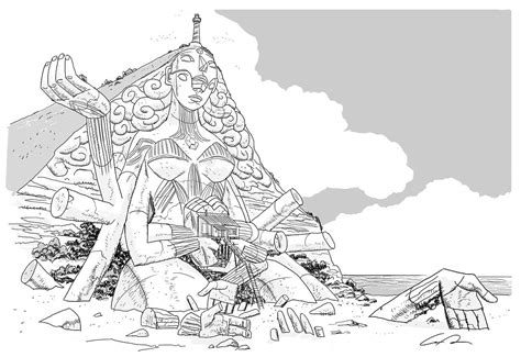 Steven Crewniverse Behind-The-Scenes Universe: Guy Davis Production Art- The Temple During the ...