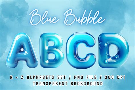 Bubble Blue Alphabet Clipart Graphic by sasikharn · Creative Fabrica