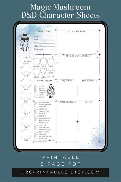 Form fillable dnd character sheets circle of dreams druid dungeons and dragons stat sheet ...