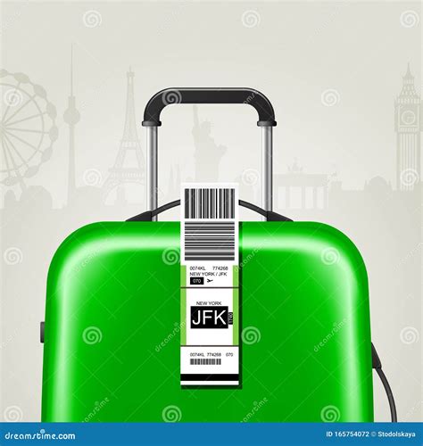 Sticky Baggage Label With JFK New York Airport Sign, Luggage Tag Template Vector Illustration ...