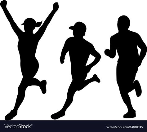 Marathon runners silhouette collection set Vector Image