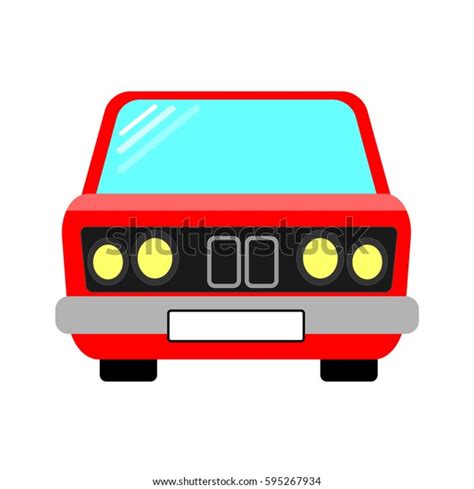 Red Cartoon Car Front Vector Isolated Stock Vector (Royalty Free) 595267934