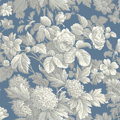 Blue Book Antique Floral Wallpaper KC1845 - indoorwallpaper.com