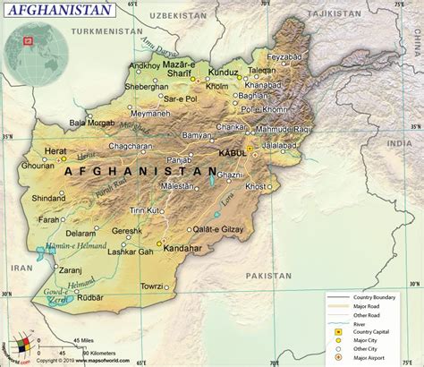 Map of Afghanistan with Major Cities