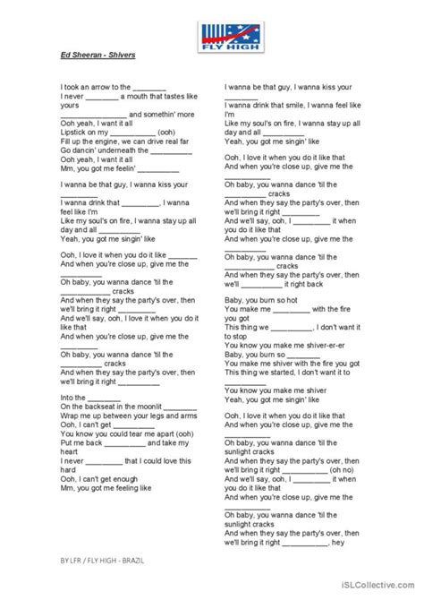 Ed Sheeran - Shivers: English ESL worksheets pdf & doc