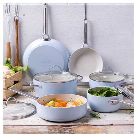 GreenPan Padova 10pc Ceramic Non-Stick Cookware Set Light Blue | Cookware set, Ceramic nonstick ...