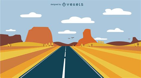 Road Desert Landscape Vector Download