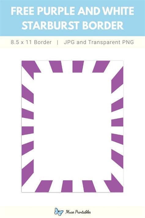 Purple and White Starburst Page Border | Printable border, Starburst ...
