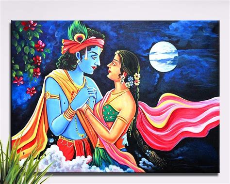 Radha Krishna Painting On Canvas - Infoupdate.org