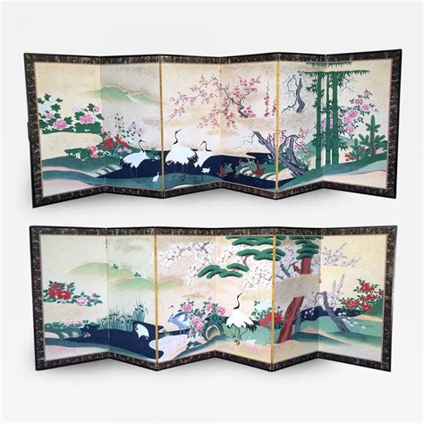 Pair of Rare Antique Japanese Folding Screens with Provenance