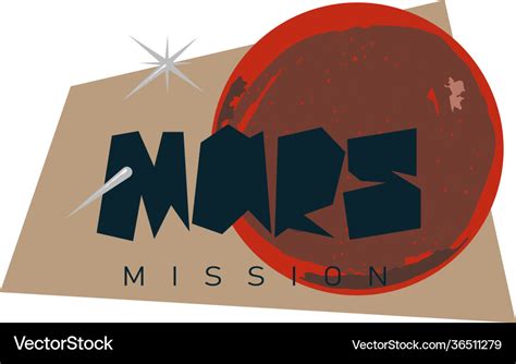 Mars mission logo spacecraft landing on Royalty Free Vector