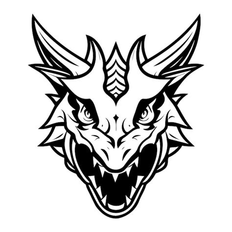 Premium Vector | Dragon head black and white vector icon