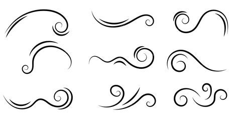 Premium Vector | Set of swirl line wind doodle hand drawn curve line air wind flow doodle motion ...