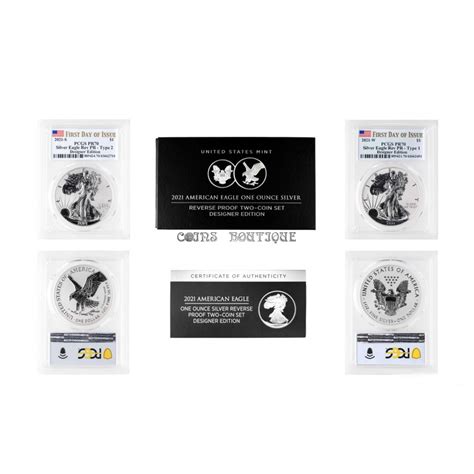 2021 Reverse Proof American Silver Eagle 2-Coin Designer Edition Set ...