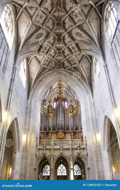 Central Nave of the Berne Cathedral. Interior of the Berne Cathedral Editorial Stock Photo ...