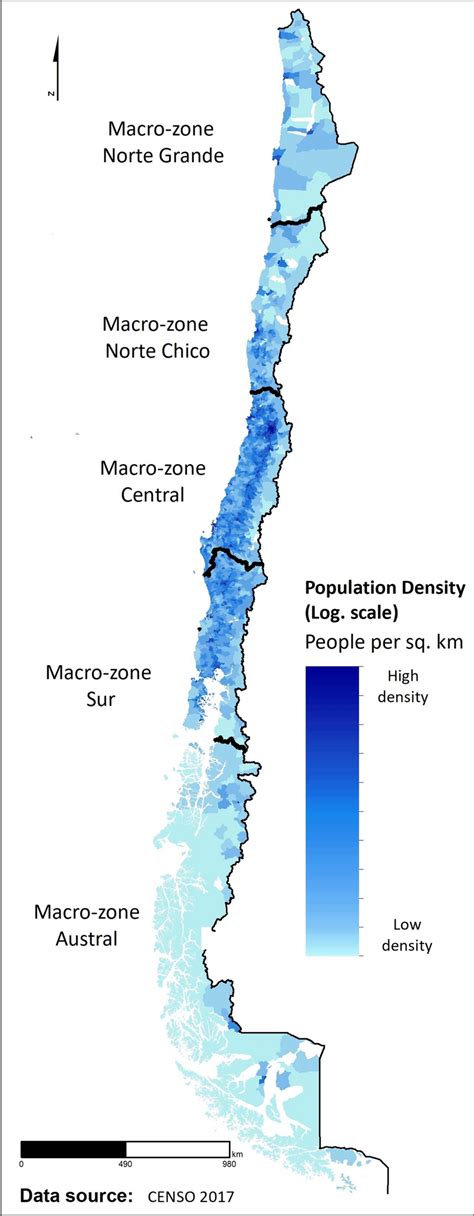 Study area for SoVI analysis in Chile and population density | Download ...