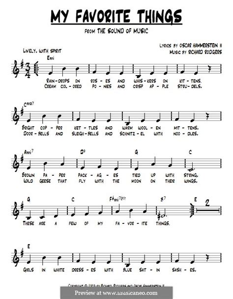 my favorite things sound of music chords