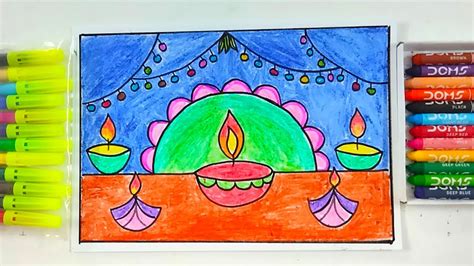 Diwali Drawing for kids | Diwali 2021 | Deepavali Drawing | Diwali Easy ...