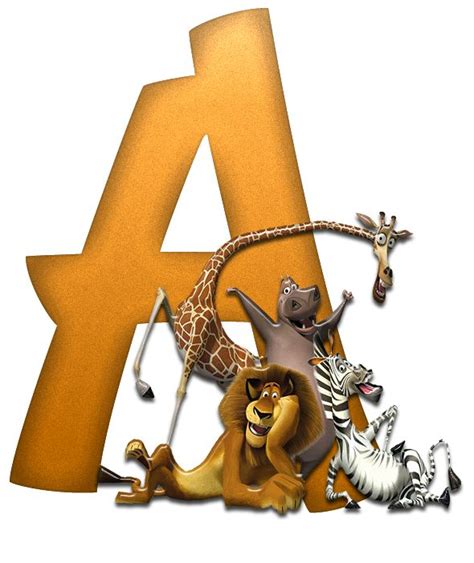 the letter a is made up of various cartoon animals including zebras and ...