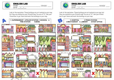 Giving directions map - ESL worksheet by telma.zen