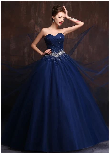 Custom Made Color And Size Vestidos De Noiva Royal Blue Wedding Gowns Navy Blue Wedding Dress ...