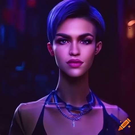 Ultra realistic portrait of ruby rose in a cyberpunk city on Craiyon