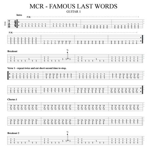 The Rock Project - Famous Last Words - Guitar Tab 1:2.pdf | DocDroid