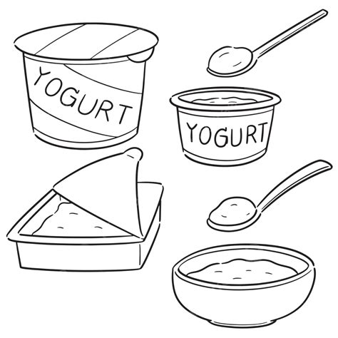 Set Of Yogurt Yogurt Sweet Cartoon Vector, Yogurt, Sweet, Cartoon PNG and Vector with ...