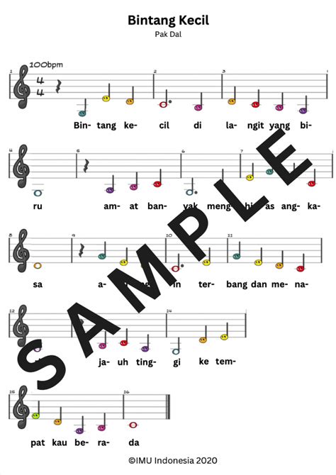 Sheet Music Bintang Kecil - IMU Indonesia