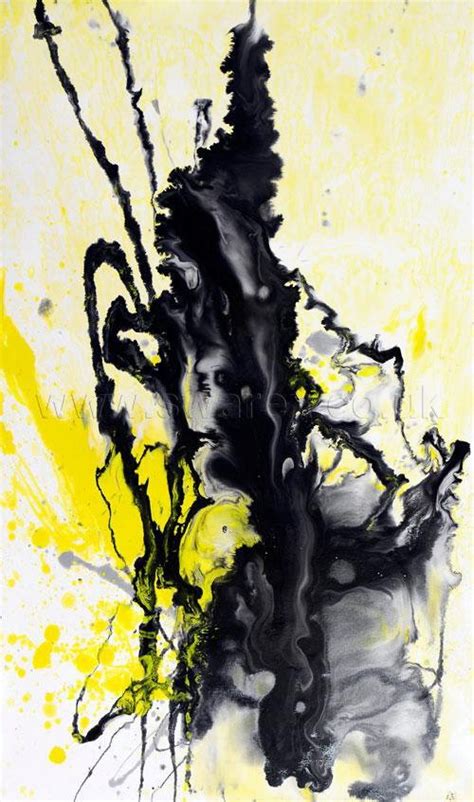 Small yellow and black abstract painting | Stunning original splash art