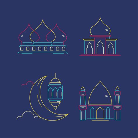 Mosque Outline Colorful 29100725 Vector Art at Vecteezy