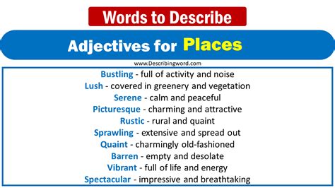 300 Adjectives to Describe Places (Words List) - DescribingWord.Com